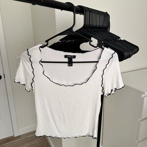 Publik White Crop Top with Black Edging